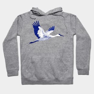 Blue and white crane Hoodie